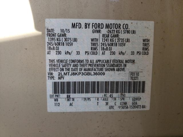 Photo 9 VIN: 2LMTJ8KP3GBL36009 - LINCOLN MKX SELECT 