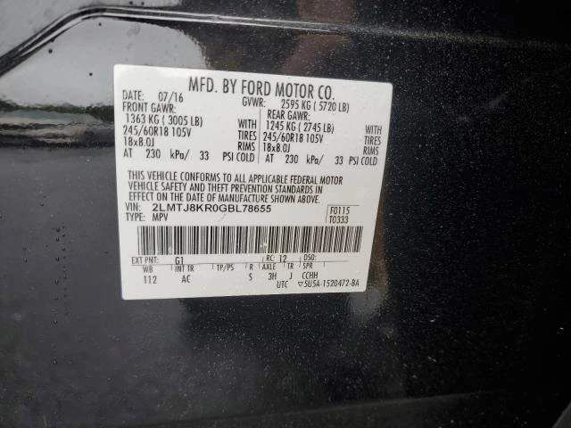 Photo 11 VIN: 2LMTJ8KR0GBL78655 - LINCOLN MKX SELECT 