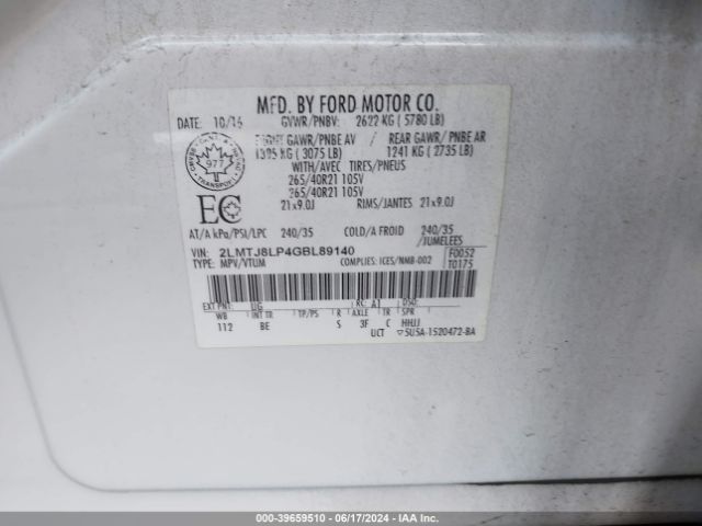 Photo 8 VIN: 2LMTJ8LP4GBL89140 - LINCOLN MKX RESERV 