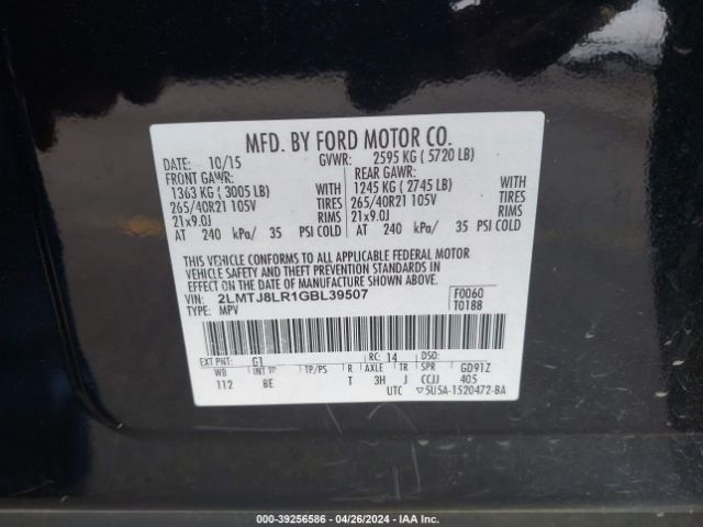 Photo 8 VIN: 2LMTJ8LR1GBL39507 - LINCOLN MKX 