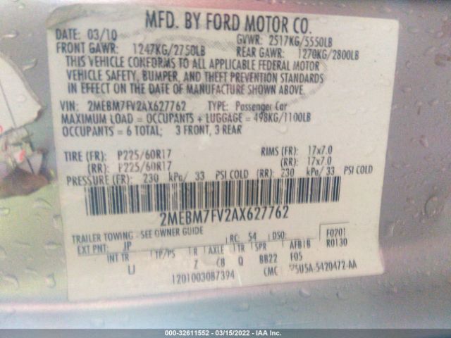 Photo 8 VIN: 2MEBM7FV2AX627762 - MERCURY GRAND MARQUIS 