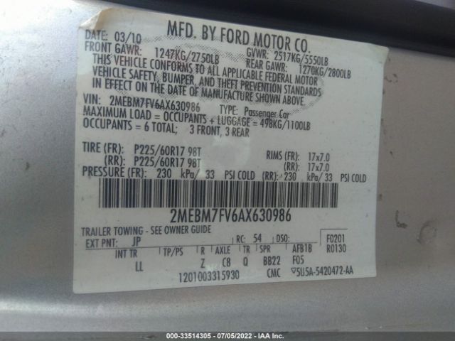 Photo 8 VIN: 2MEBM7FV6AX630986 - MERCURY GRAND MARQUIS 