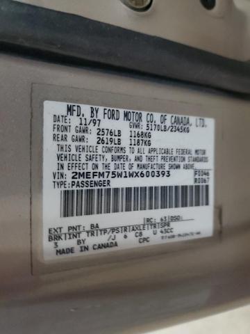 Photo 11 VIN: 2MEFM75W1WX600393 - MERCURY GRMARQUIS 