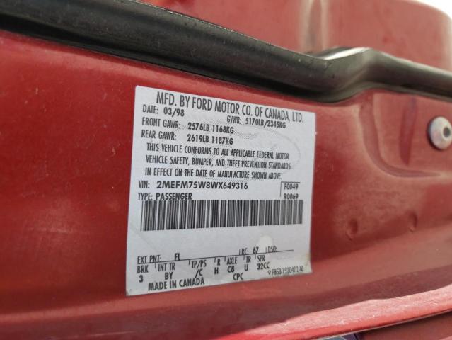 Photo 11 VIN: 2MEFM75W8WX649316 - MERCURY GRMARQUIS 