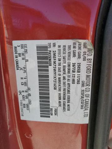 Photo 11 VIN: 2MEFM75W9YX721658 - MERCURY GRMARQUIS 