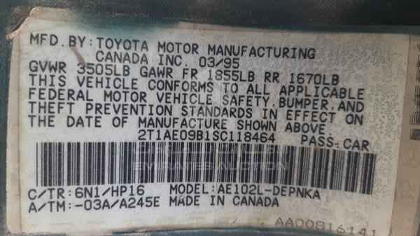 Photo 1 VIN: 2T1AE09B1SC118464 - TOYOTA COROLLA 