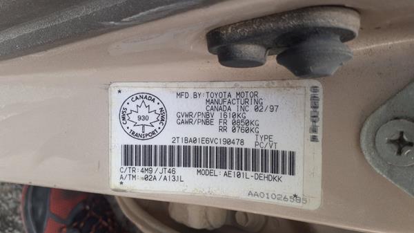 Photo 1 VIN: 2T1BA01E6VC190478 - TOYOTA COROLLA 