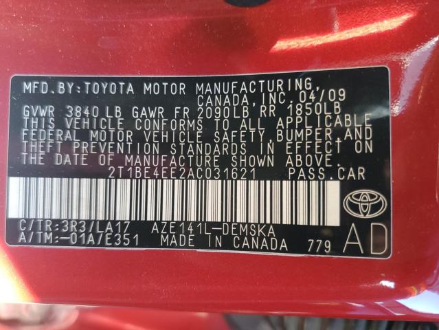 Photo 11 VIN: 2T1BE4EE2AC031621 - TOYOTA COROLLA XR 