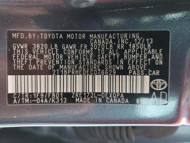 Photo 9 VIN: 2T1BPRHE0EC076629 - TOYOTA COROLLA EC 