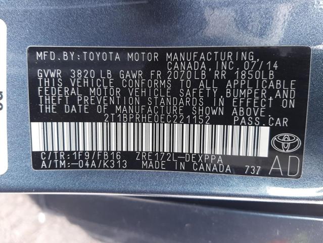 Photo 12 VIN: 2T1BPRHE0EC221152 - TOYOTA COROLLA EC 