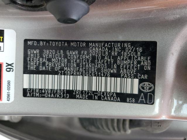 Photo 11 VIN: 2T1BPRHE0GC611476 - TOYOTA COROLLA EC 