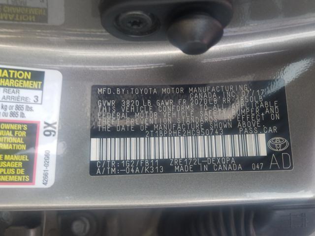 Photo 9 VIN: 2T1BPRHE2HC950743 - TOYOTA COROLLA LE 