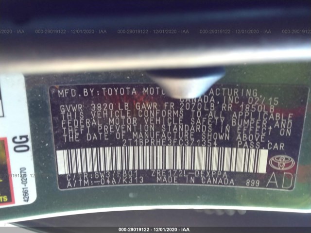 Photo 8 VIN: 2T1BPRHE3FC371354 - TOYOTA COROLLA 