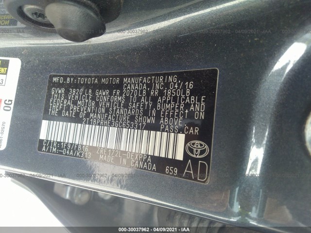 Photo 8 VIN: 2T1BPRHE3GC653317 - TOYOTA COROLLA 