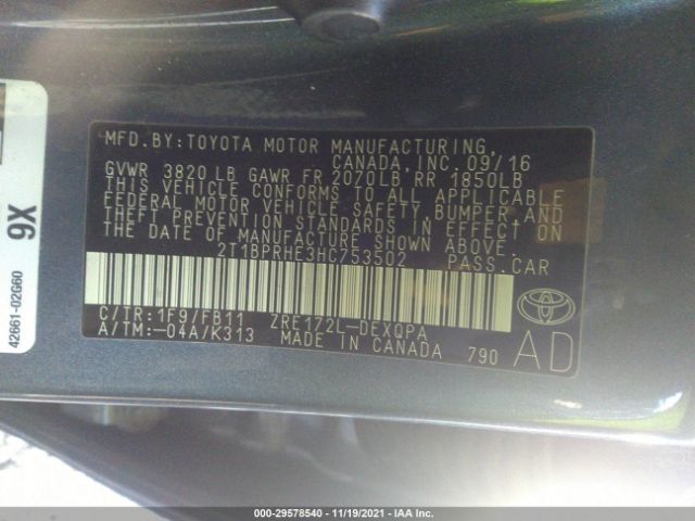 Photo 8 VIN: 2T1BPRHE3HC753502 - TOYOTA COROLLA 