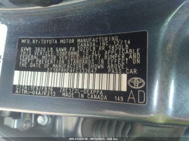 Photo 8 VIN: 2T1BPRHE4FC333647 - TOYOTA COROLLA 