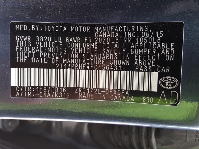 Photo 9 VIN: 2T1BPRHE4FC456431 - TOYOTA COROLLA EC 