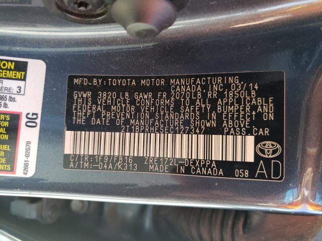 Photo 9 VIN: 2T1BPRHE5EC127347 - TOYOTA COROLLA EC 