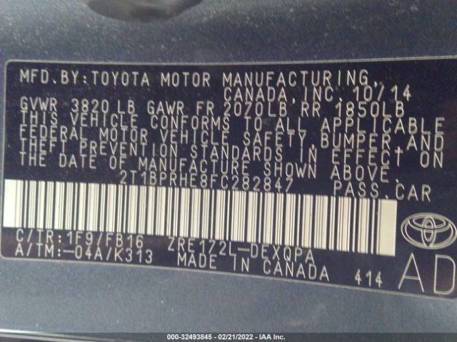 Photo 8 VIN: 2T1BPRHE8FC282847 - TOYOTA COROLLA 