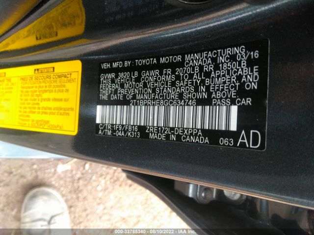 Photo 8 VIN: 2T1BPRHE8GC634746 - TOYOTA COROLLA 