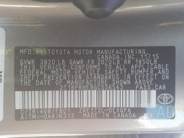 Photo 9 VIN: 2T1BPRHE9GC556543 - TOYOTA COROLLA EC 