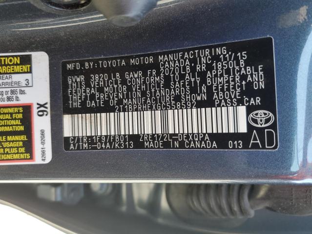 Photo 12 VIN: 2T1BPRHEXGC558592 - TOYOTA COROLLA EC 