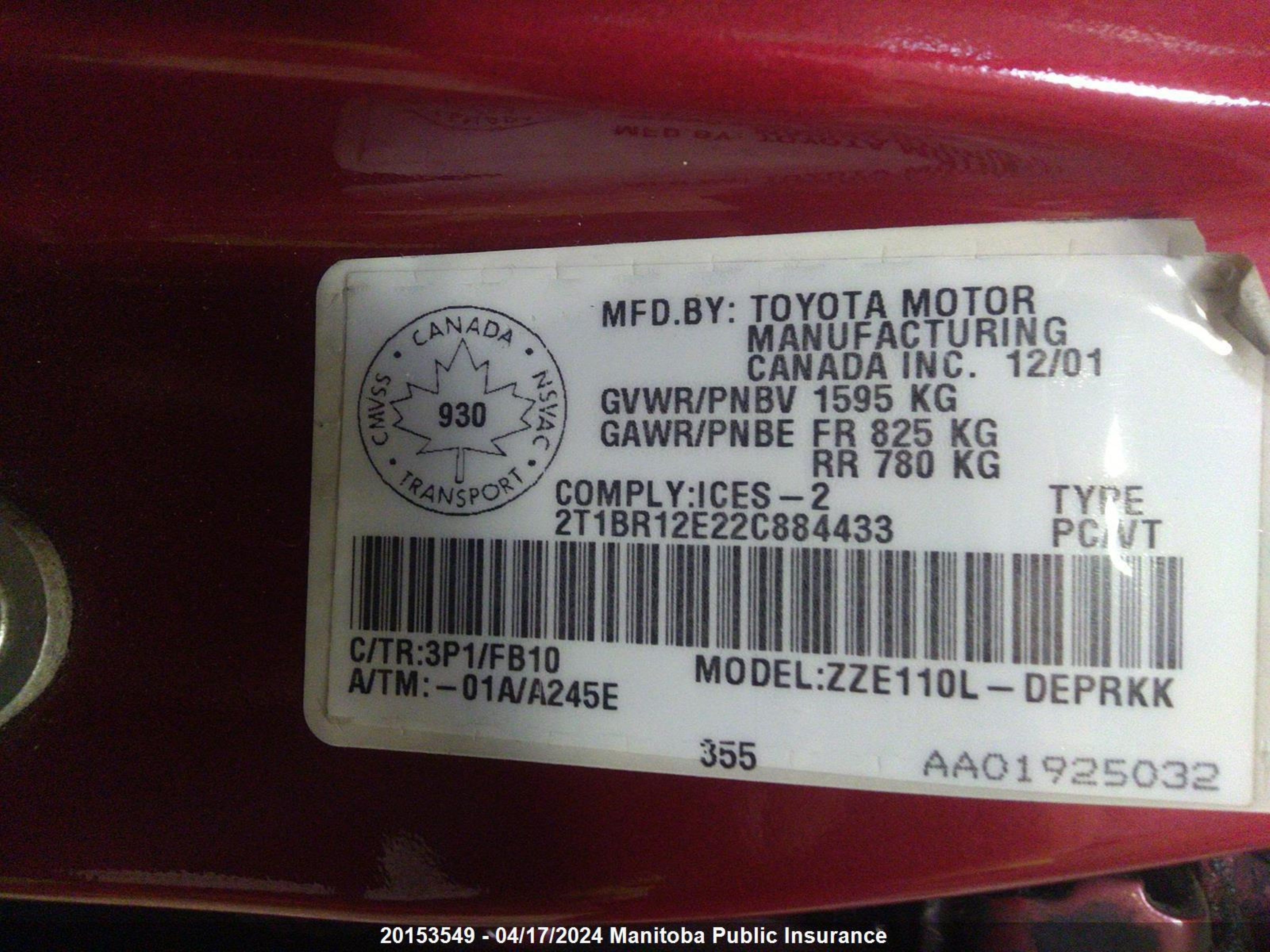 Photo 8 VIN: 2T1BR12E22C884433 - TOYOTA COROLLA 