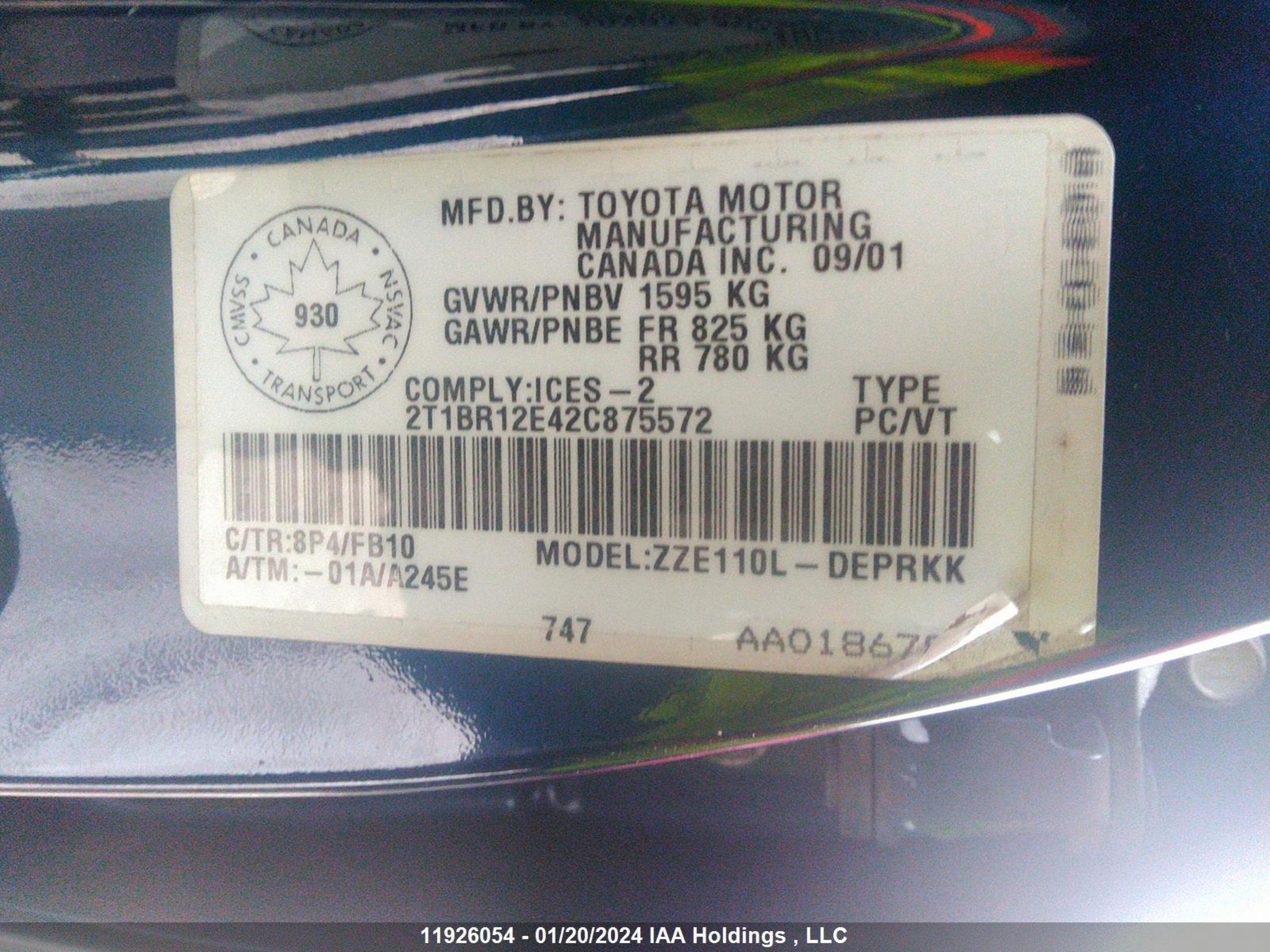 Photo 8 VIN: 2T1BR12E42C875572 - TOYOTA COROLLA 