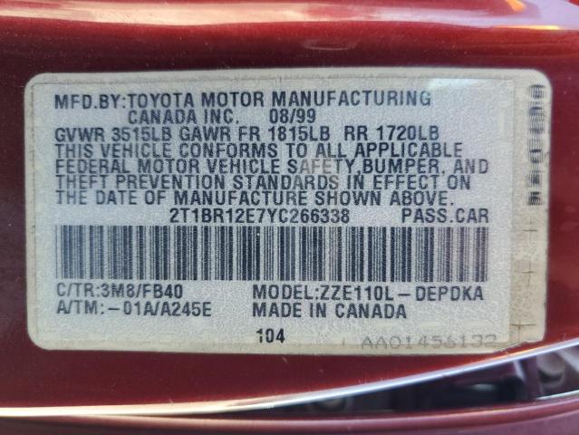 Photo 11 VIN: 2T1BR12E7YC266338 - TOYOTA COROLLA 