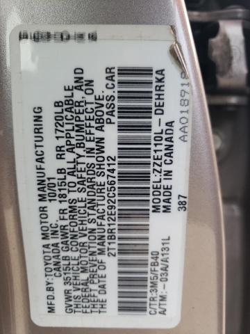 Photo 11 VIN: 2T1BR12E92C567412 - TOYOTA COROLLA CE 