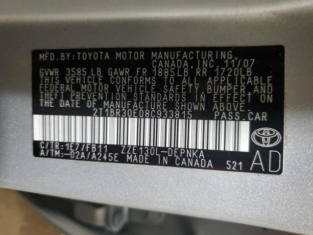 Photo 11 VIN: 2T1BR30E08C933815 - TOYOTA COROLLA 