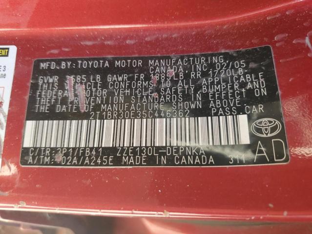 Photo 12 VIN: 2T1BR30E35C446362 - TOYOTA COROLLA 