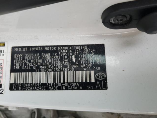 Photo 12 VIN: 2T1BR30E75C386800 - TOYOTA COROLLA 