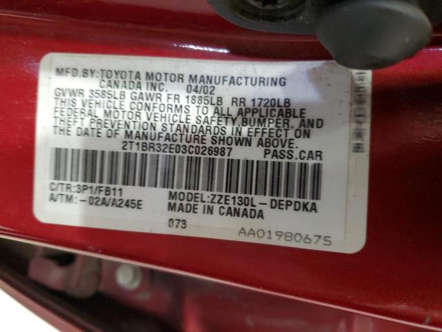 Photo 11 VIN: 2T1BR32E03C026987 - TOYOTA COROLLA 