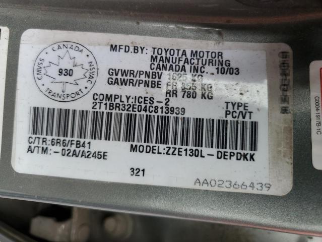 Photo 11 VIN: 2T1BR32E04C813939 - TOYOTA COROLLA 