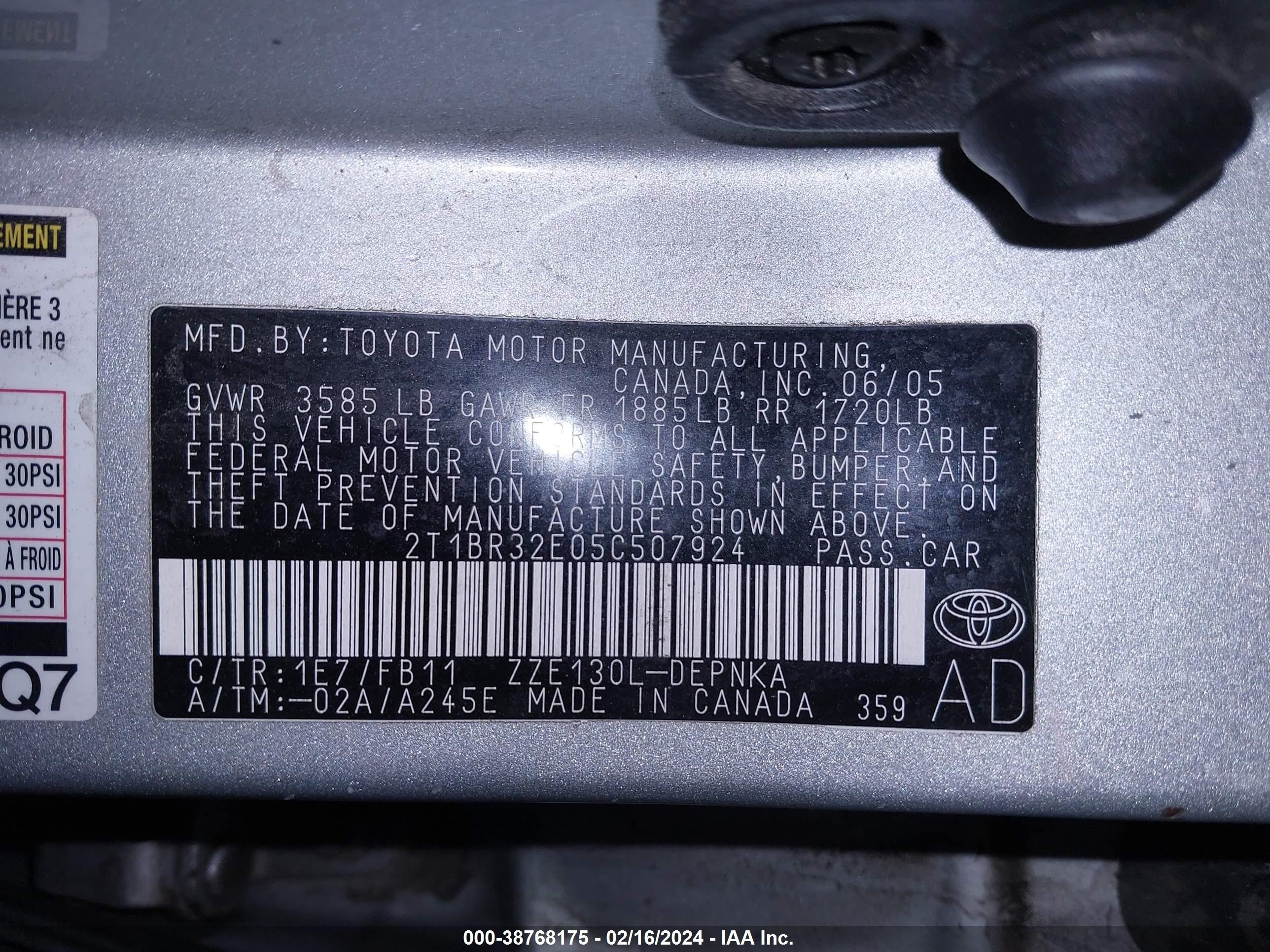 Photo 8 VIN: 2T1BR32E05C507924 - TOYOTA COROLLA 