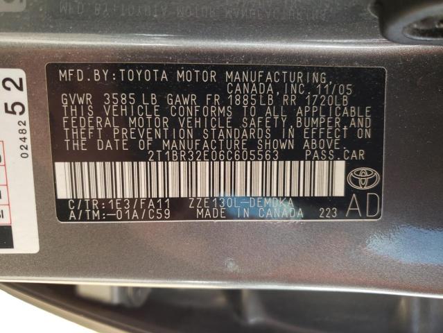 Photo 11 VIN: 2T1BR32E06C605563 - TOYOTA COROLLA CE 