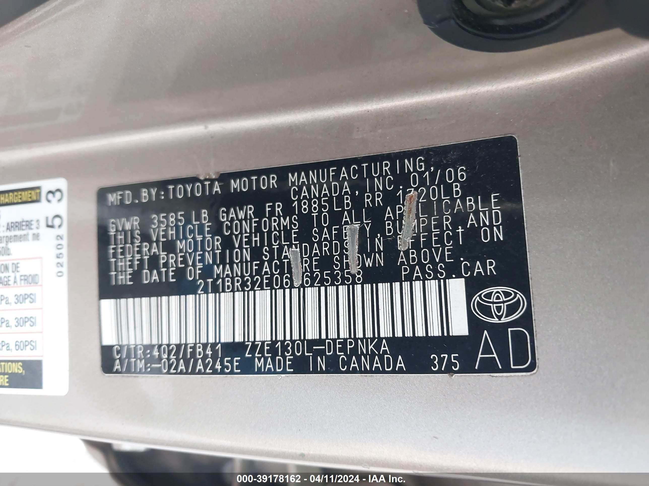 Photo 8 VIN: 2T1BR32E06C625358 - TOYOTA COROLLA 