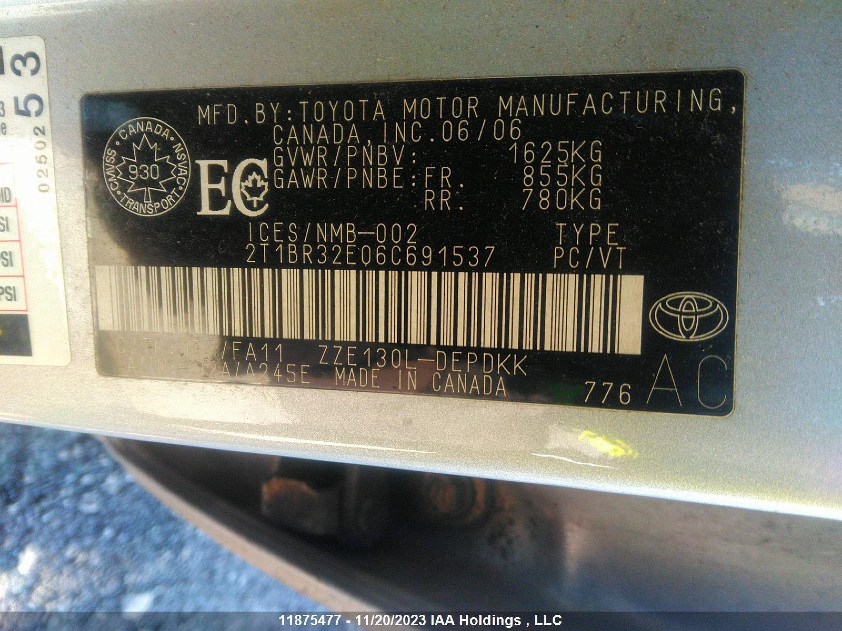 Photo 8 VIN: 2T1BR32E06C691537 - TOYOTA COROLLA 