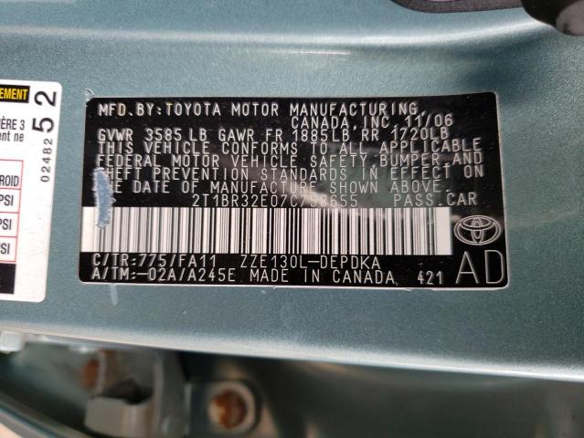 Photo 11 VIN: 2T1BR32E07C758655 - TOYOTA COROLLA 