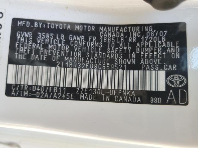 Photo 11 VIN: 2T1BR32E08C859521 - TOYOTA COROLLA CE 