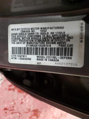 Photo 11 VIN: 2T1BR32E13C097518 - TOYOTA COROLLA CE 