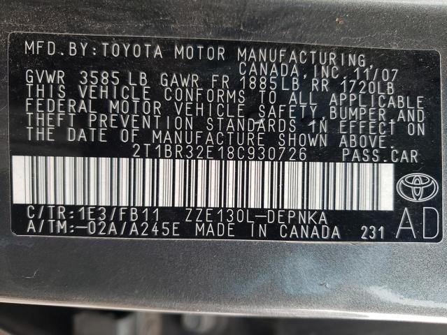 Photo 11 VIN: 2T1BR32E18C930726 - TOYOTA COROLLA 