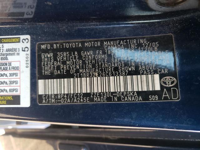 Photo 11 VIN: 2T1BR32E26C613387 - TOYOTA COROLLA CE 