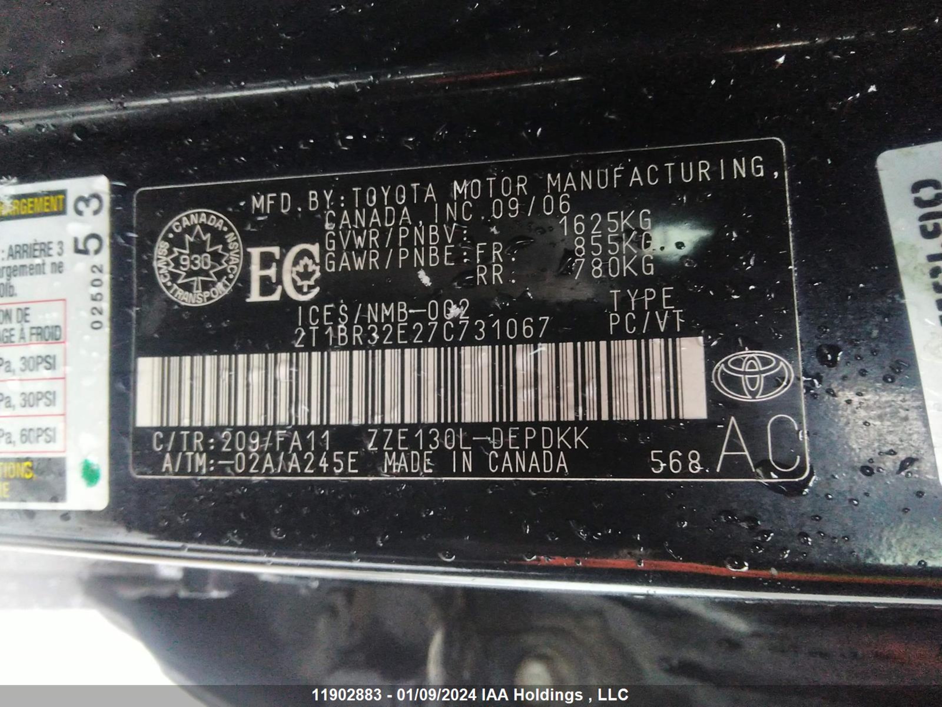 Photo 8 VIN: 2T1BR32E27C731067 - TOYOTA COROLLA 