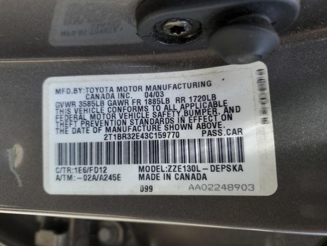 Photo 11 VIN: 2T1BR32E43C159770 - TOYOTA COROLLA CE 