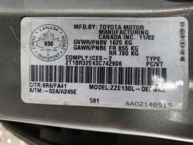 Photo 11 VIN: 2T1BR32E43C742906 - TOYOTA COROLLA 