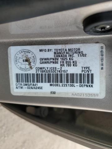 Photo 11 VIN: 2T1BR32E53C743157 - TOYOTA COROLLA CE 