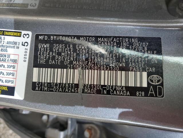 Photo 11 VIN: 2T1BR32E58C863130 - TOYOTA COROLLA CE 