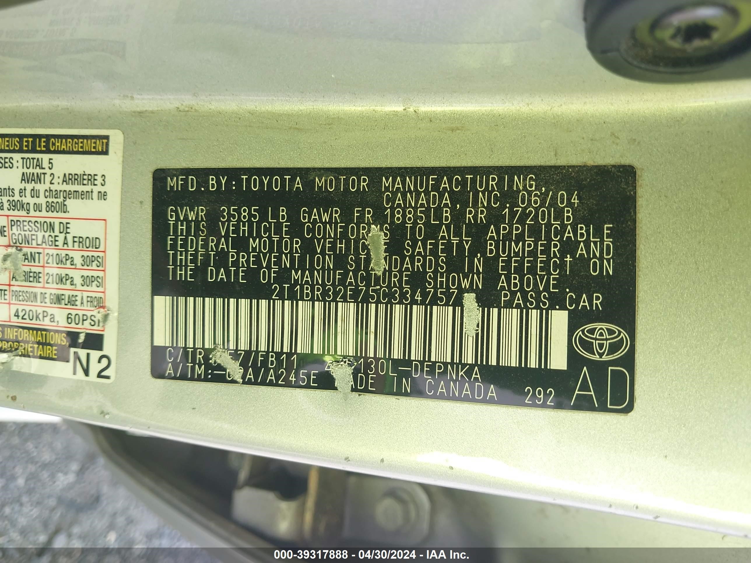 Photo 8 VIN: 2T1BR32E75C334757 - TOYOTA COROLLA 